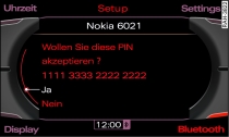 Anzeige der PIN zur Eingabe ins Mobiltelefon